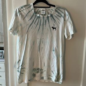 Victorias Secret PINK Tie-Dye T-shirt, Teal/Light Blue